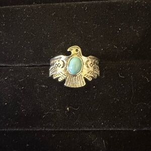 Silver Eagle Ring with Turquoise Stone